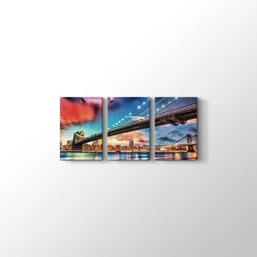Brooklyn ve Manhattan Köprüsü Kanvas Tablo