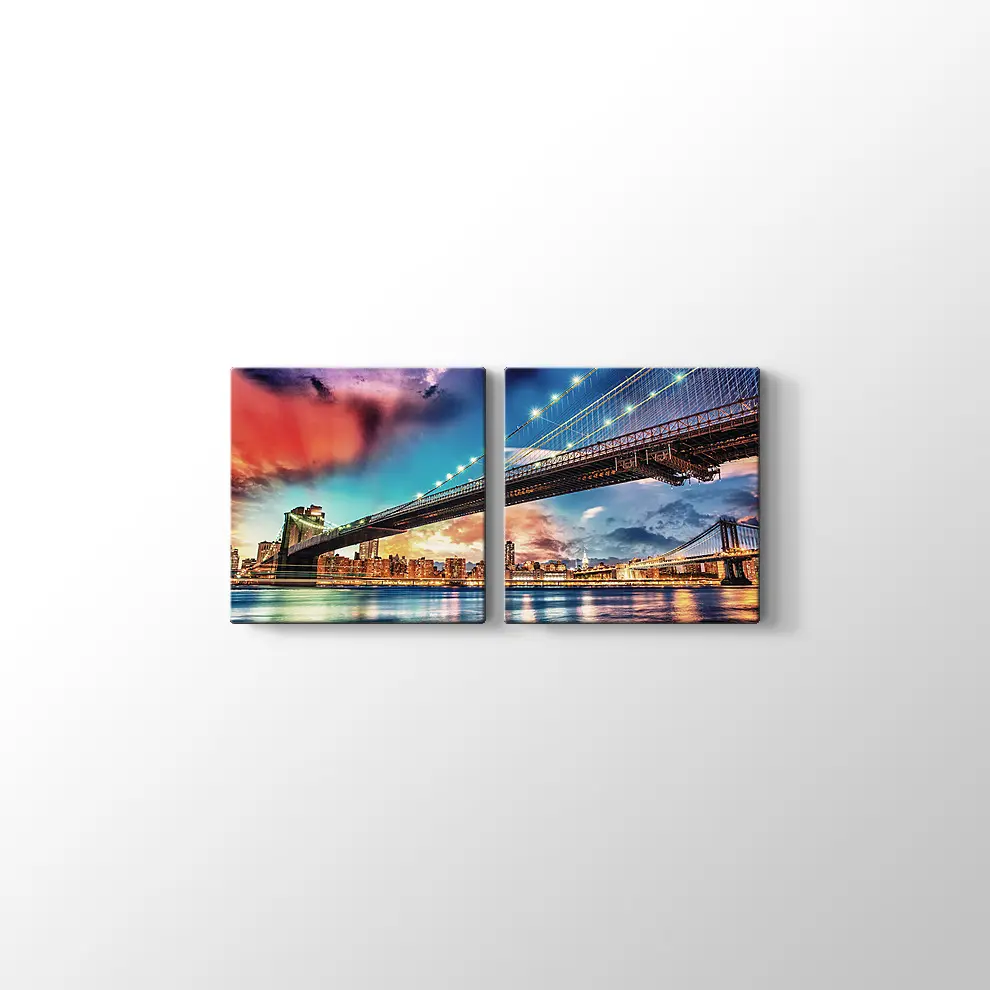 Brooklyn ve Manhattan Köprüsü Kanvas Tablo