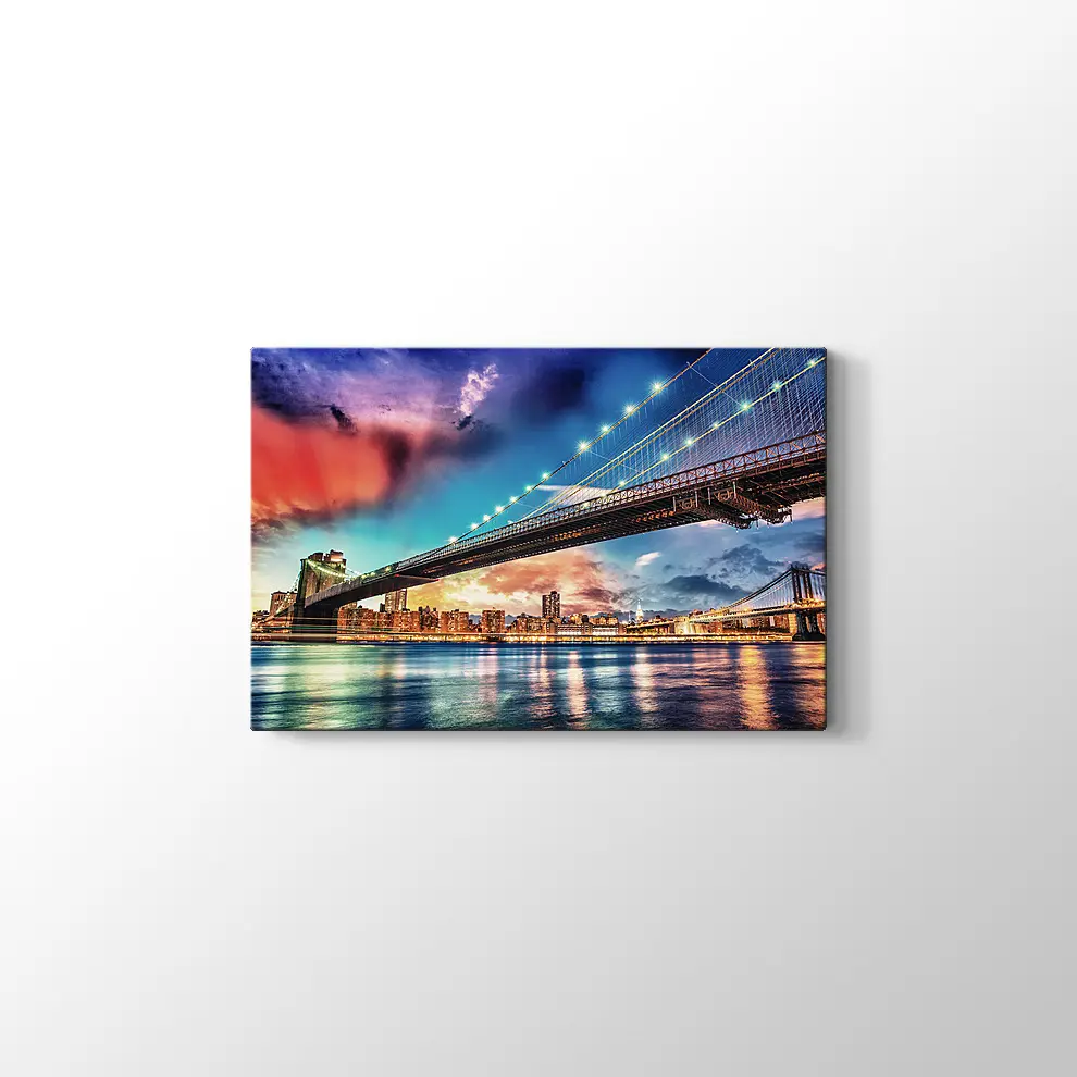 Brooklyn ve Manhattan Köprüsü Kanvas Tablo