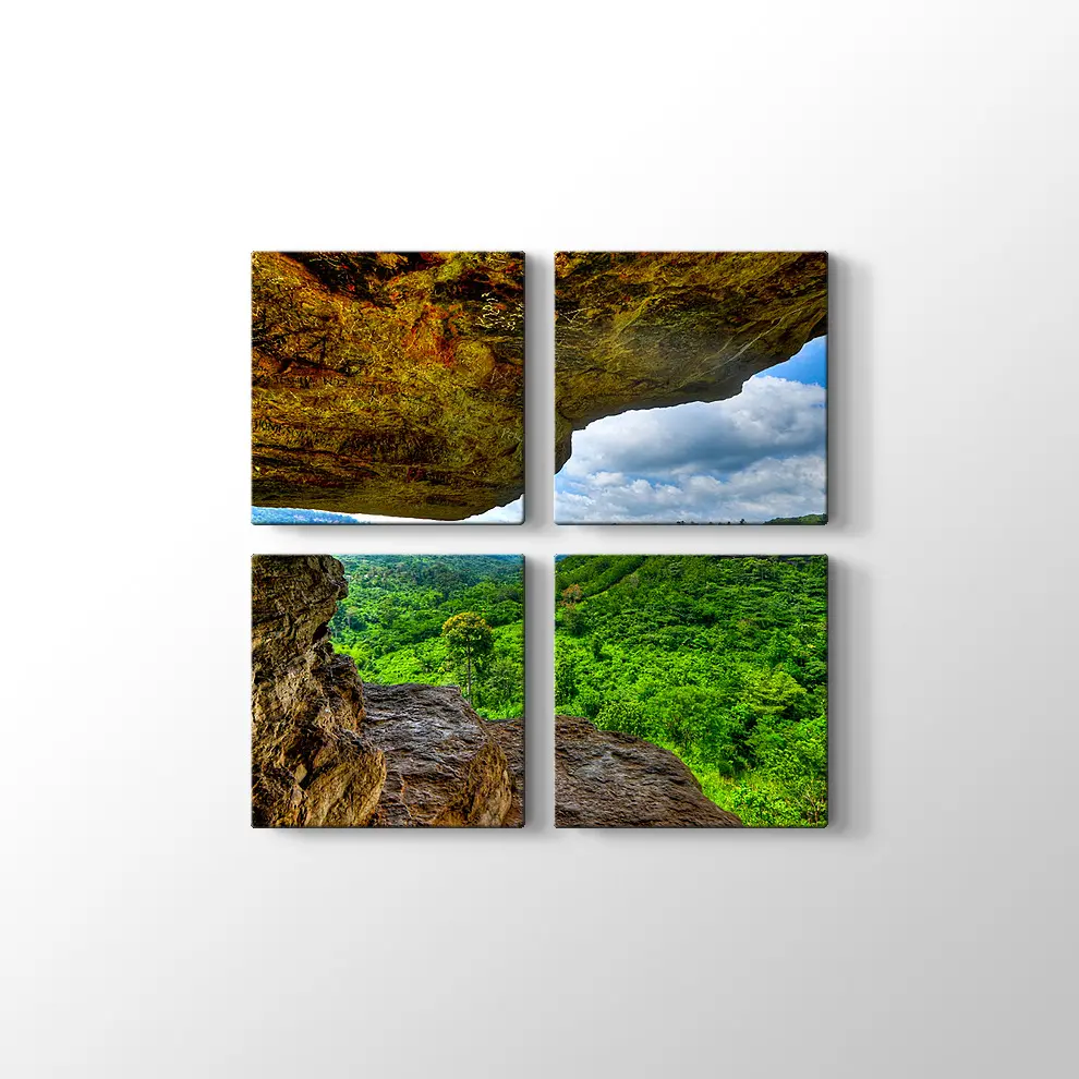 Gana Umbrella Rock Manzara Kanvas Tablo