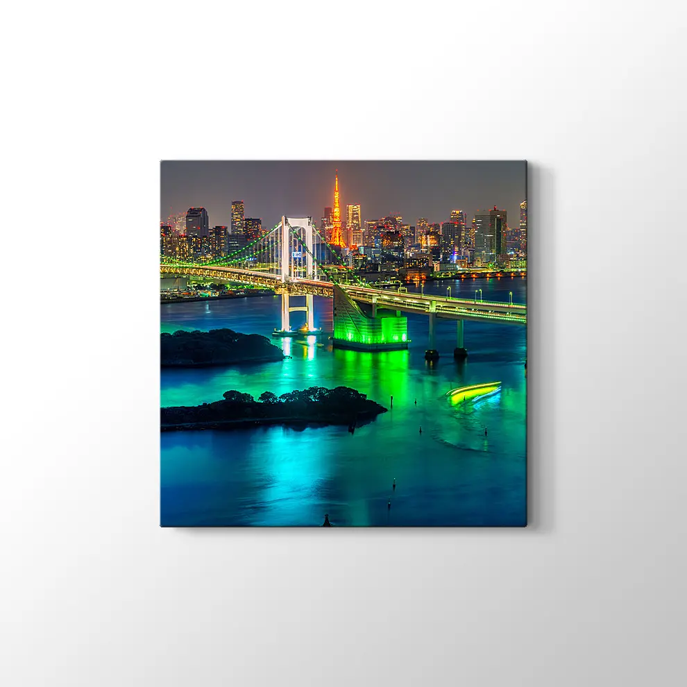 Tokyo Kulesi ve Gökkuşağı Köprüsü Kanvas Tablo