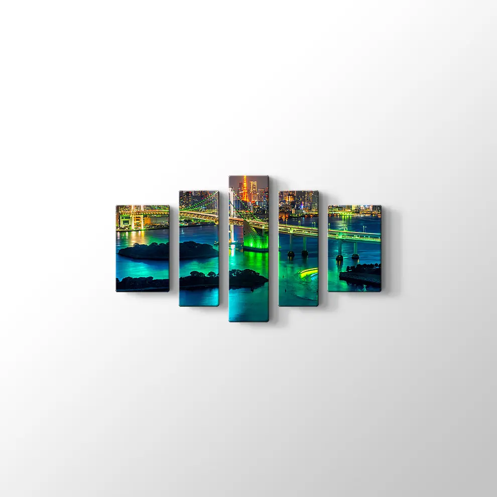 Tokyo Kulesi ve Gökkuşağı Köprüsü Kanvas Tablo