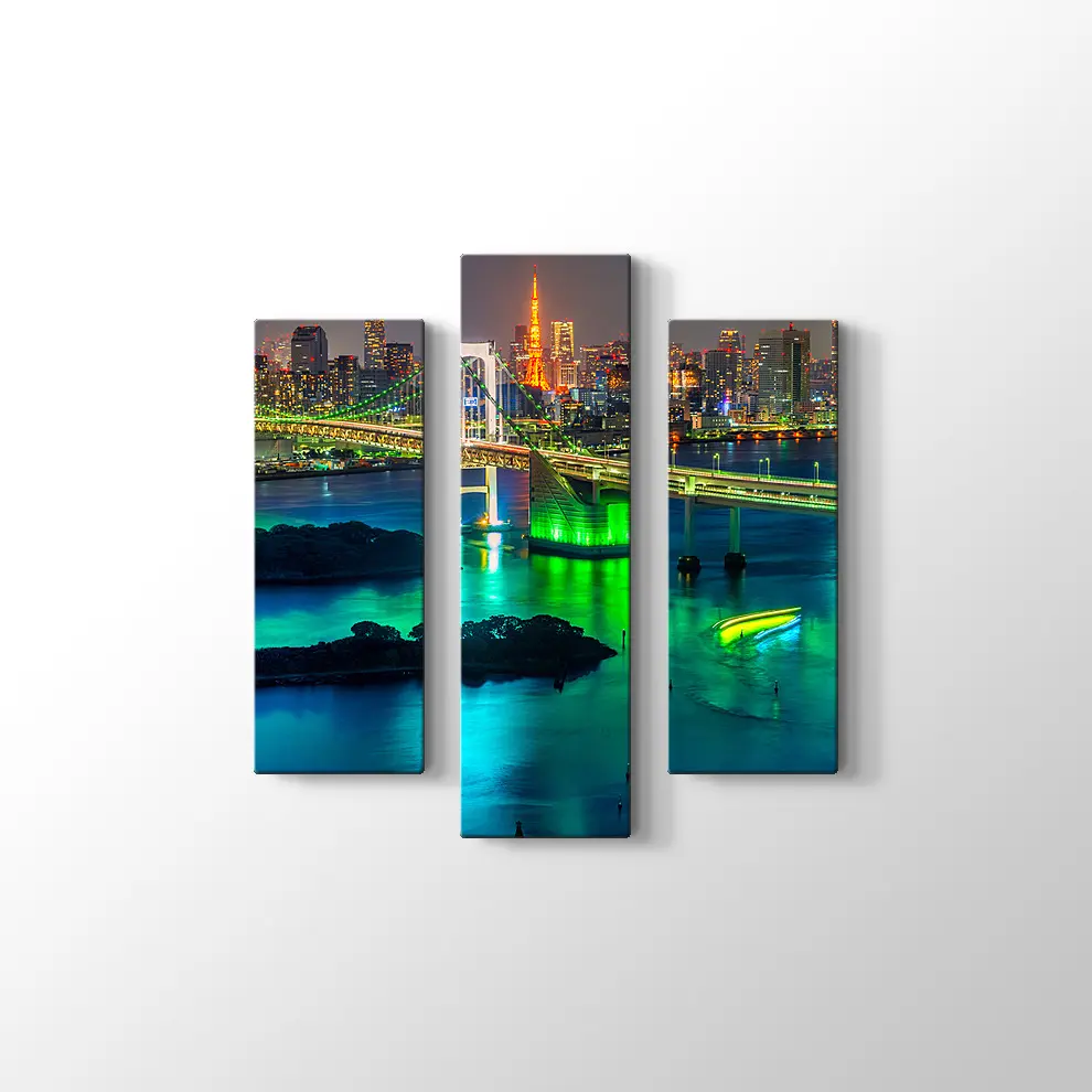 Tokyo Kulesi ve Gökkuşağı Köprüsü Kanvas Tablo