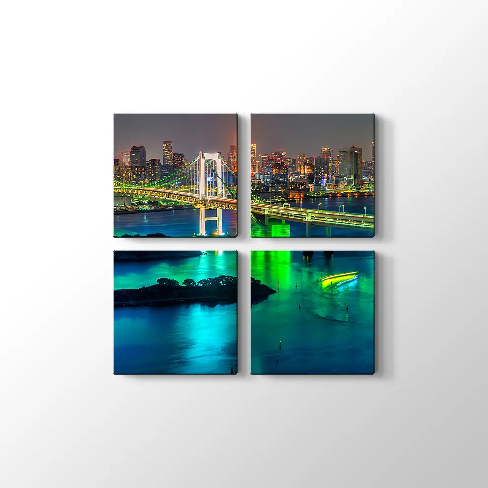 Tokyo Kulesi ve Gökkuşağı Köprüsü Kanvas Tablo