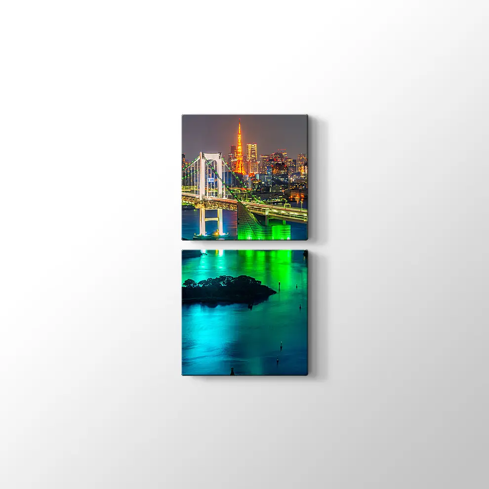 Tokyo Kulesi ve Gökkuşağı Köprüsü Kanvas Tablo