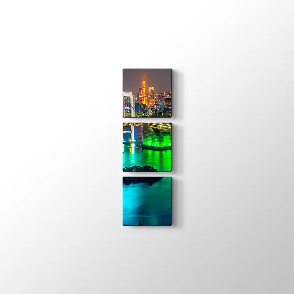 Tokyo Kulesi ve Gökkuşağı Köprüsü Kanvas Tablo