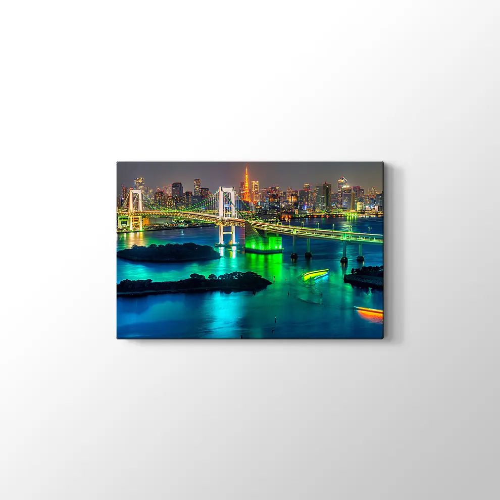 Tokyo Kulesi ve Gökkuşağı Köprüsü Kanvas Tablo