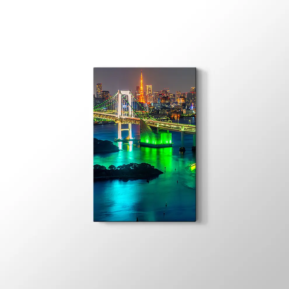 Tokyo Kulesi ve Gökkuşağı Köprüsü Kanvas Tablo