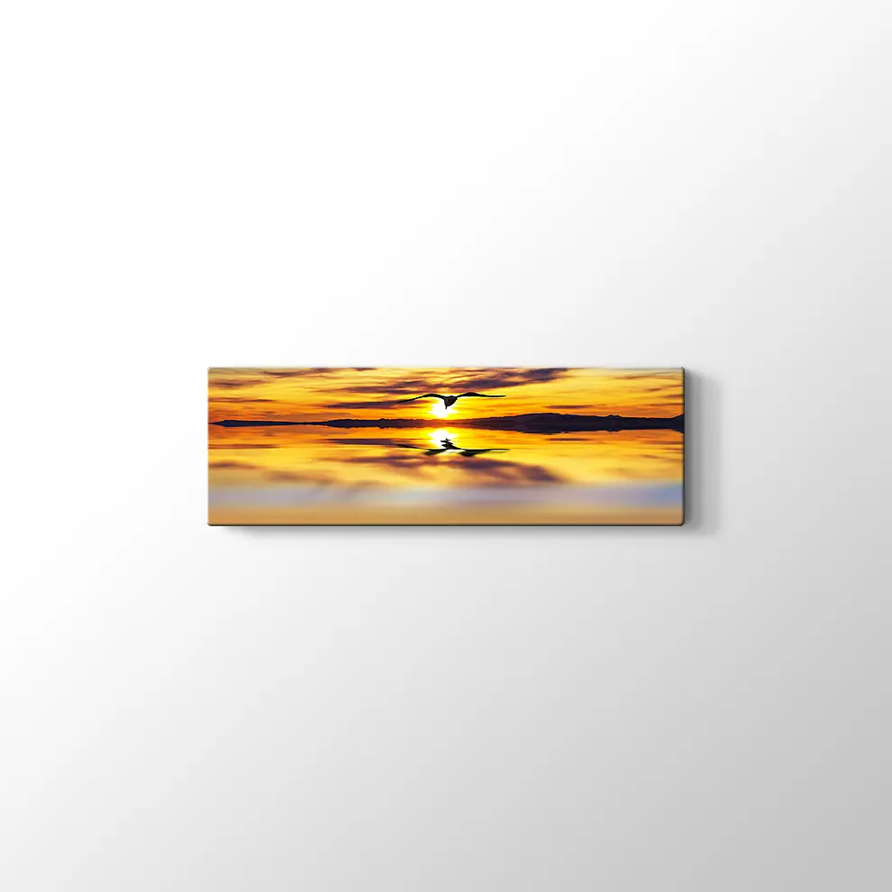 Günbatımı Gökyüzünde Bir Kuş Kanvas Tablo