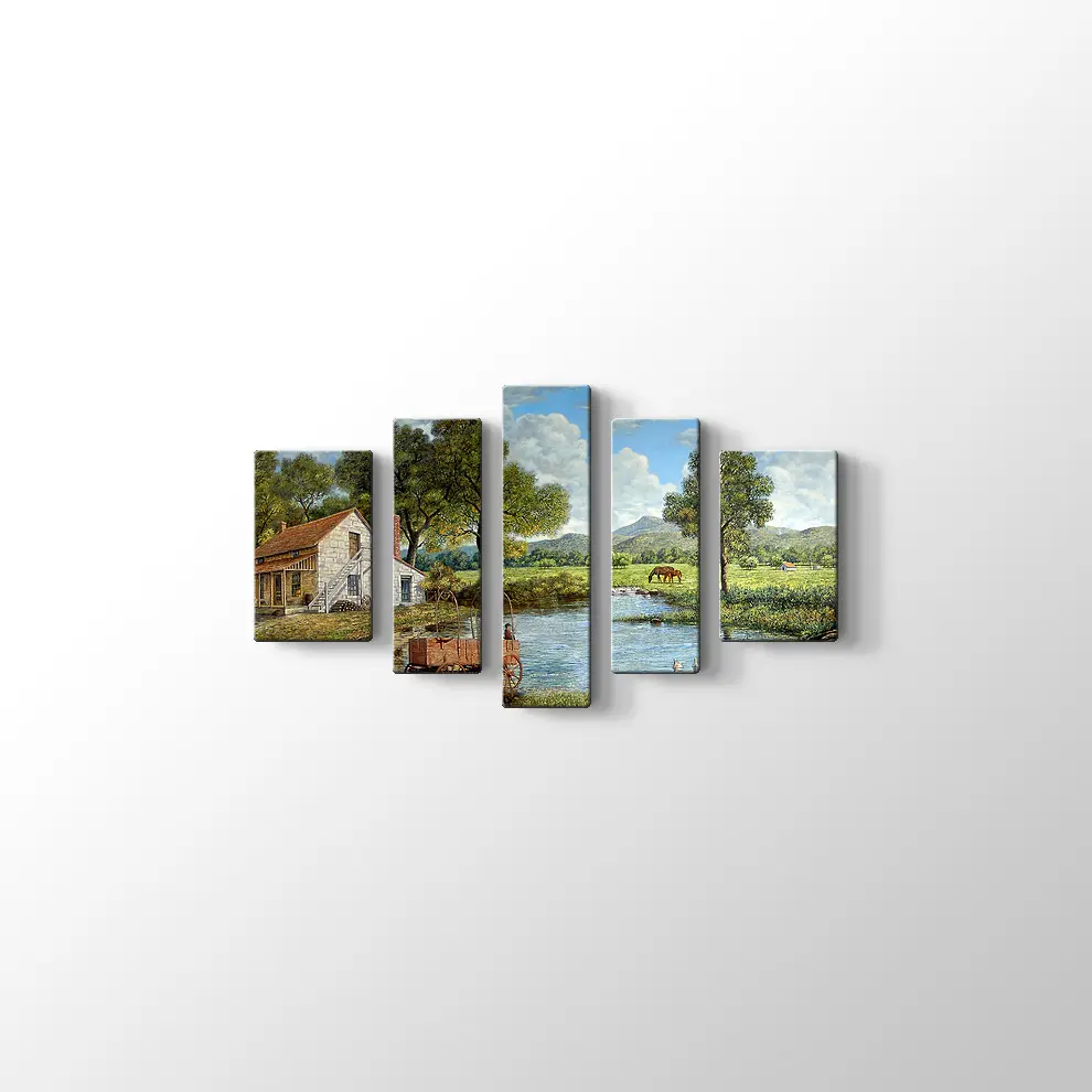 Göl Kıyısındaki Ev Kanvas Tablo