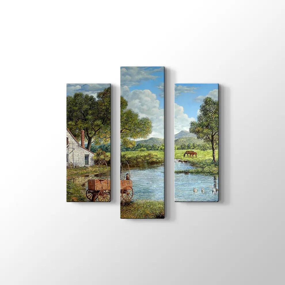 Göl Kıyısındaki Ev Kanvas Tablo