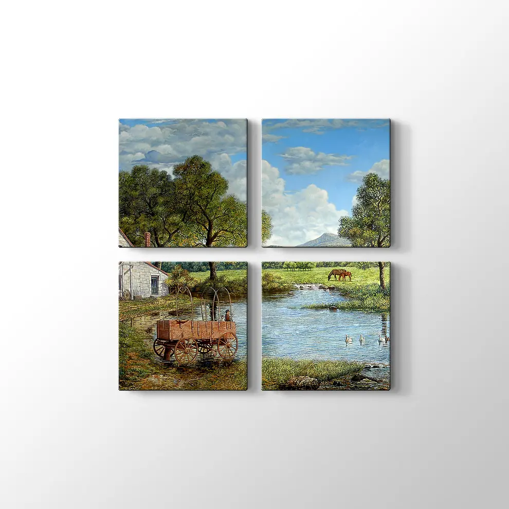 Göl Kıyısındaki Ev Kanvas Tablo