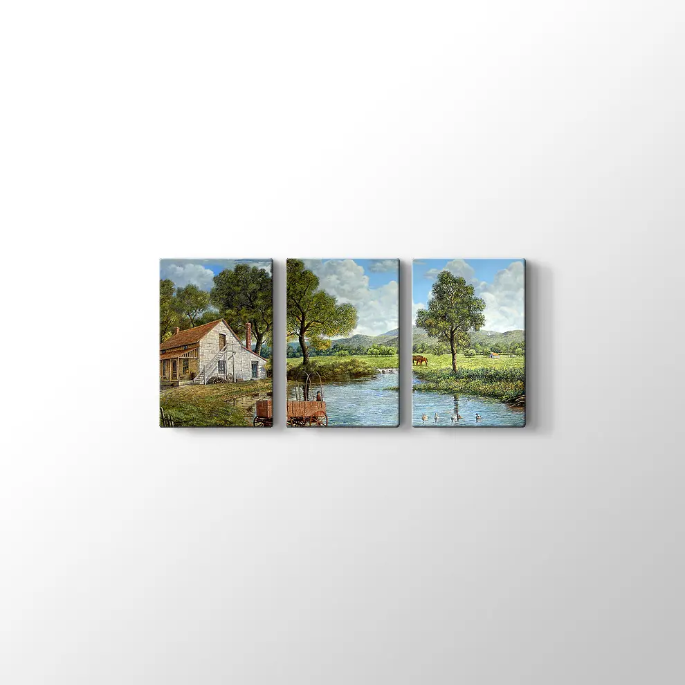 Göl Kıyısındaki Ev Kanvas Tablo