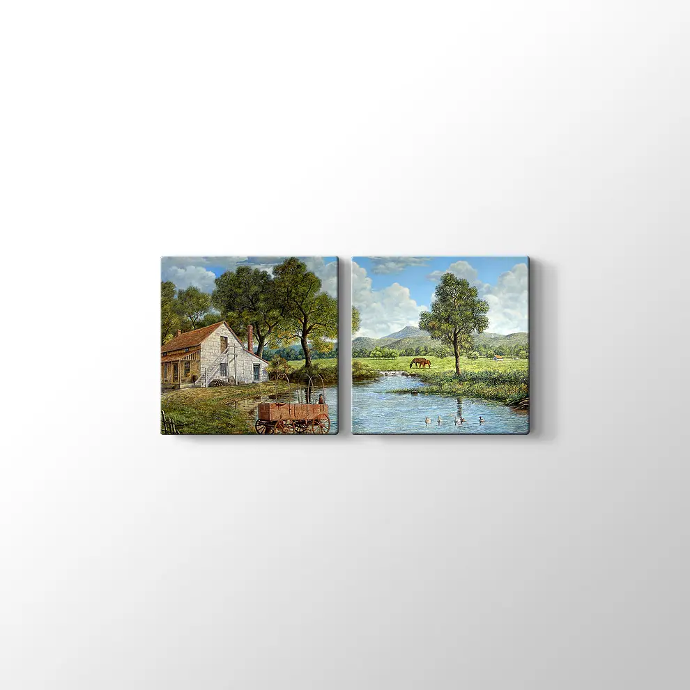 Göl Kıyısındaki Ev Kanvas Tablo