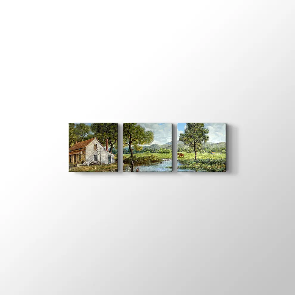 Göl Kıyısındaki Ev Kanvas Tablo