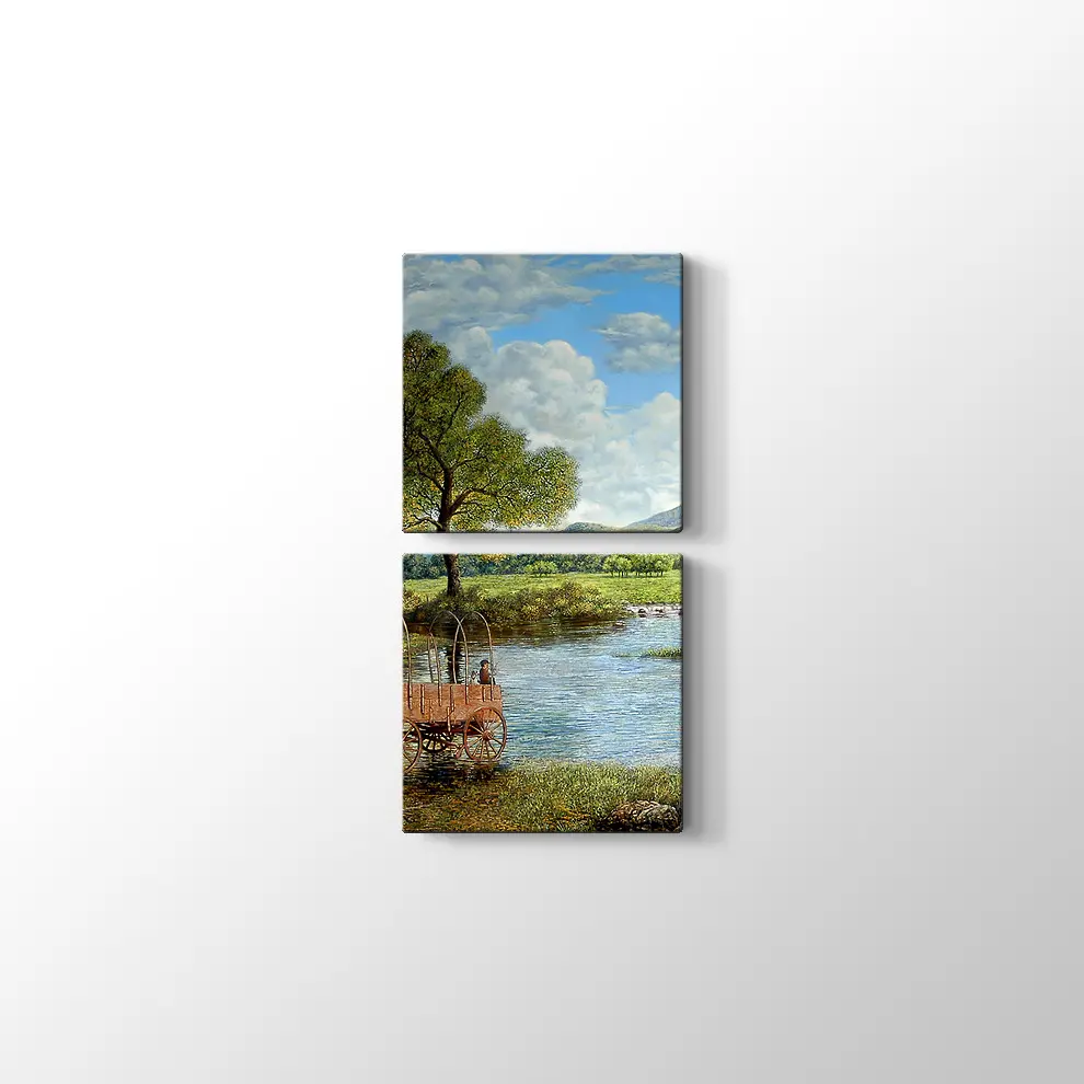 Göl Kıyısındaki Ev Kanvas Tablo