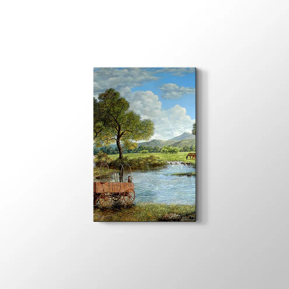 Göl Kıyısındaki Ev Kanvas Tablo