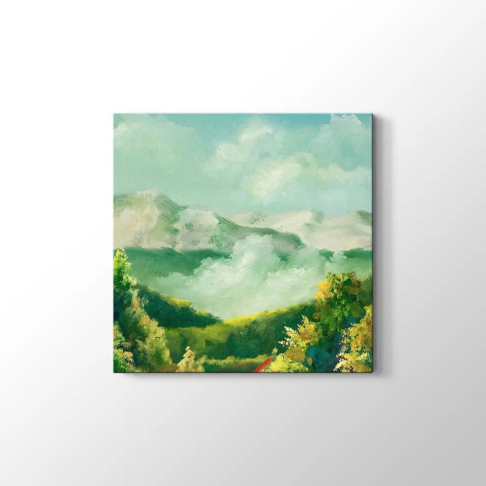 Dağdaki Ev Kanvas Tablo