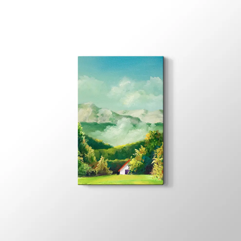 Dağdaki Ev Kanvas Tablo