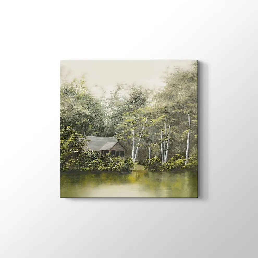 Göl Kıyısında Yaz Manzarası Kanvas Tablo