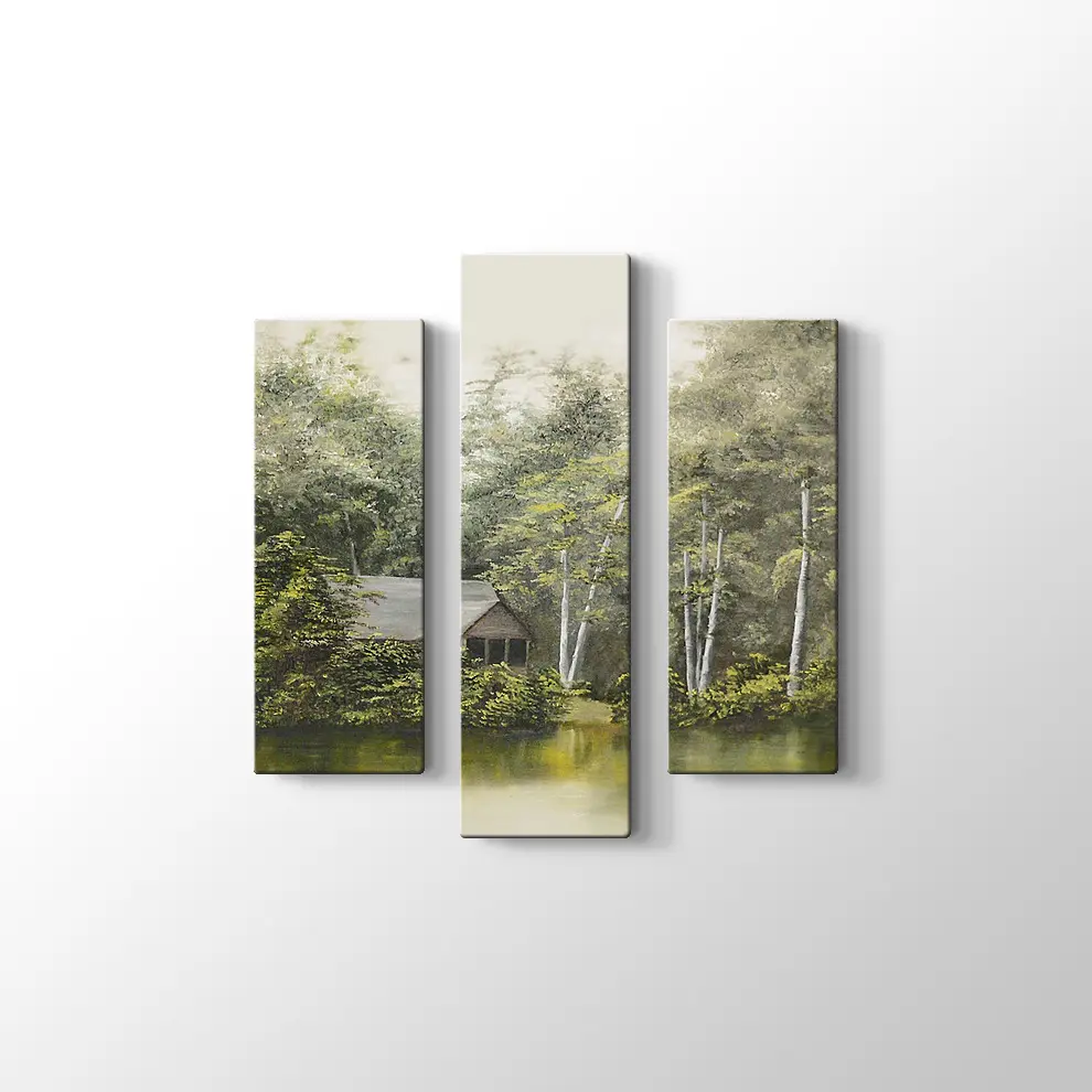 Göl Kıyısında Yaz Manzarası Kanvas Tablo