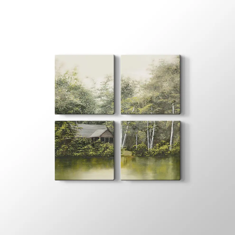 Göl Kıyısında Yaz Manzarası Kanvas Tablo