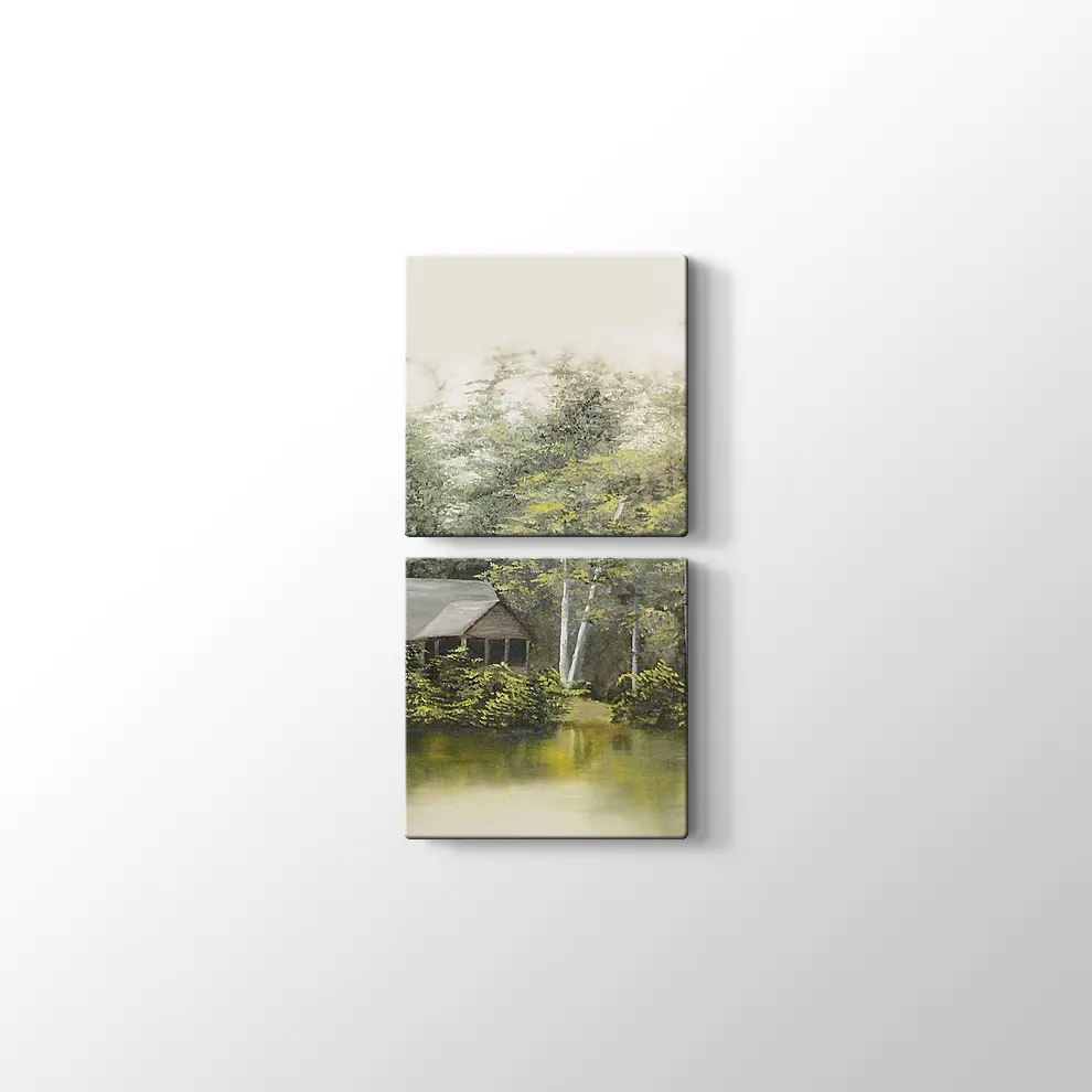 Göl Kıyısında Yaz Manzarası Kanvas Tablo