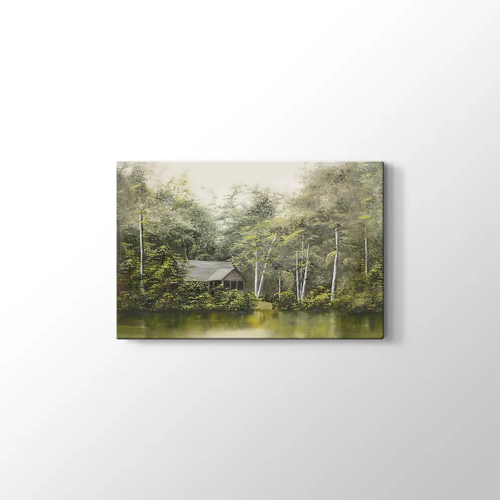 Göl Kıyısında Yaz Manzarası Kanvas Tablo