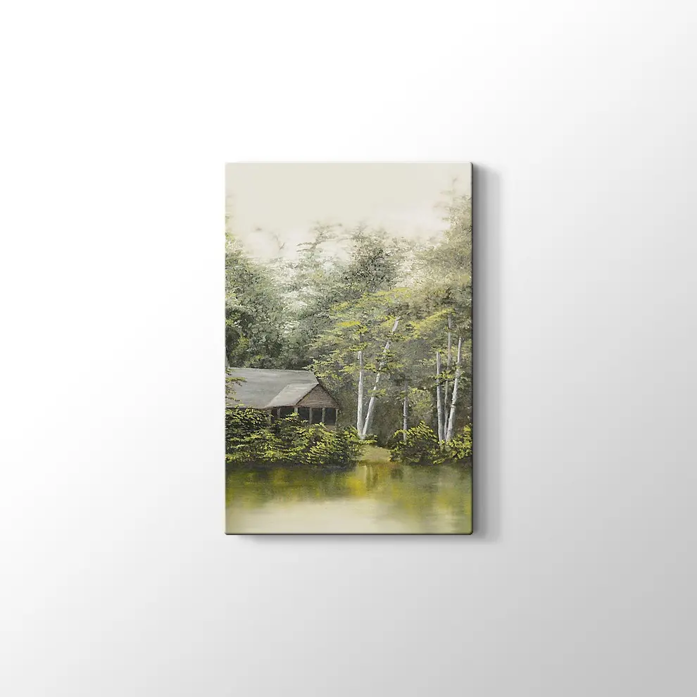 Göl Kıyısında Yaz Manzarası Kanvas Tablo