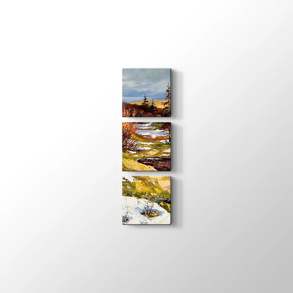 Nehir ve Kış Manzarası Kanvas Tablo