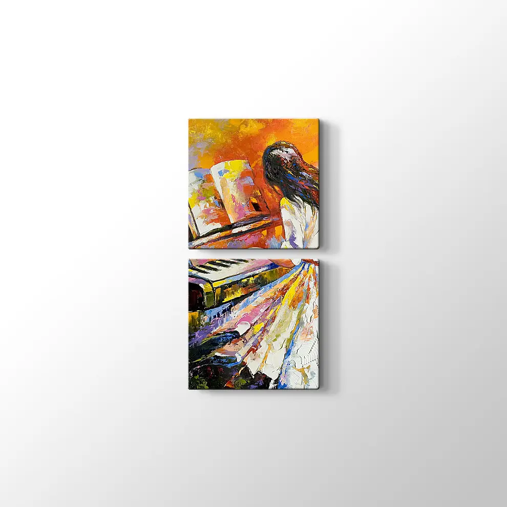 Piyano Çalan Kız Kanvas Tablo