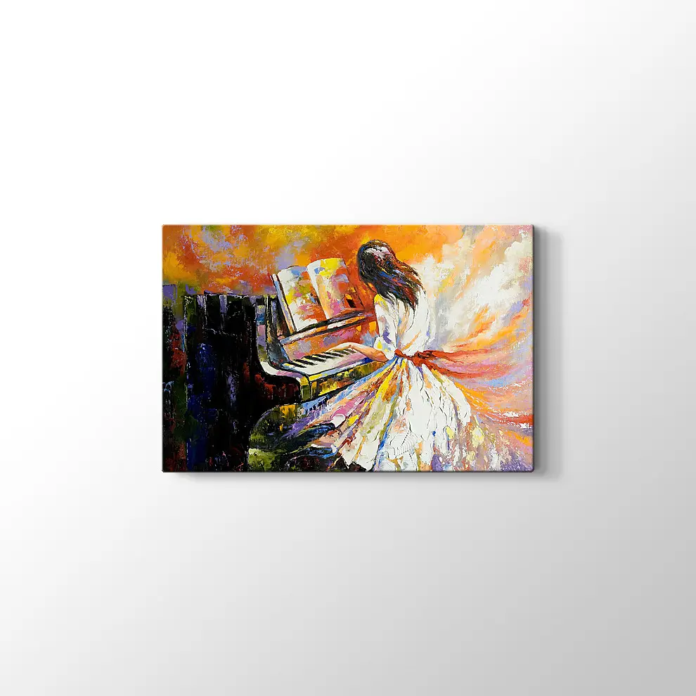 Piyano Çalan Kız Kanvas Tablo
