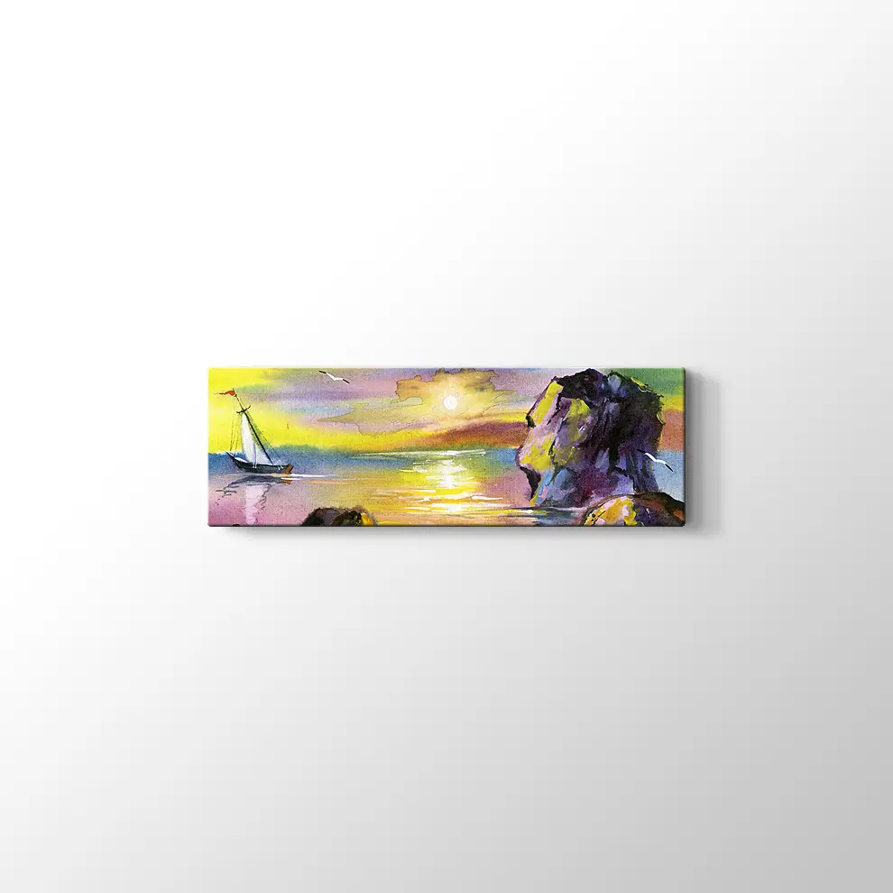 Yelkenli Tekne ve Deniz Manzarası Kanvas Tablo