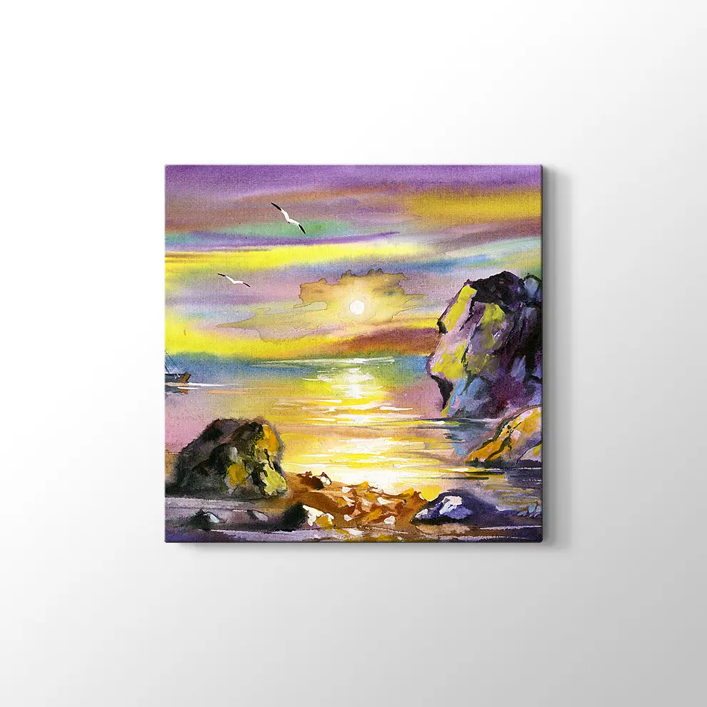 Yelkenli Tekne ve Deniz Manzarası Kanvas Tablo