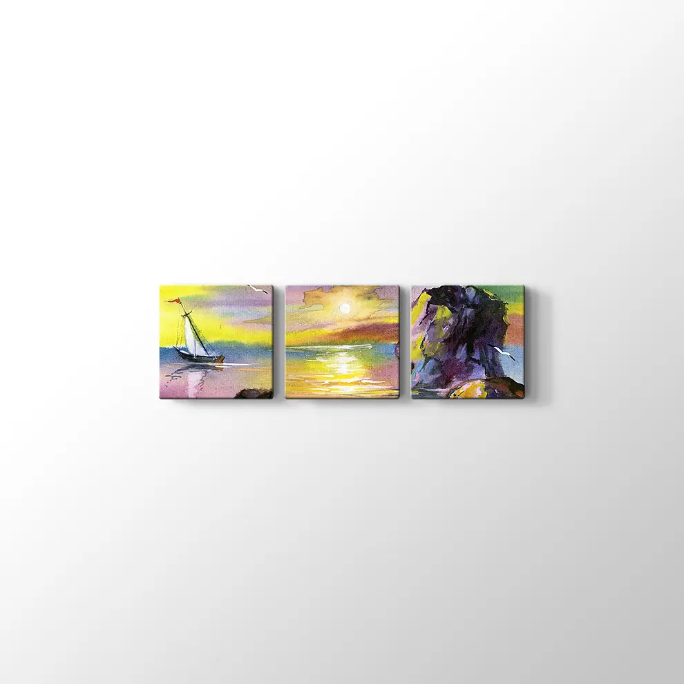 Yelkenli Tekne ve Deniz Manzarası Kanvas Tablo