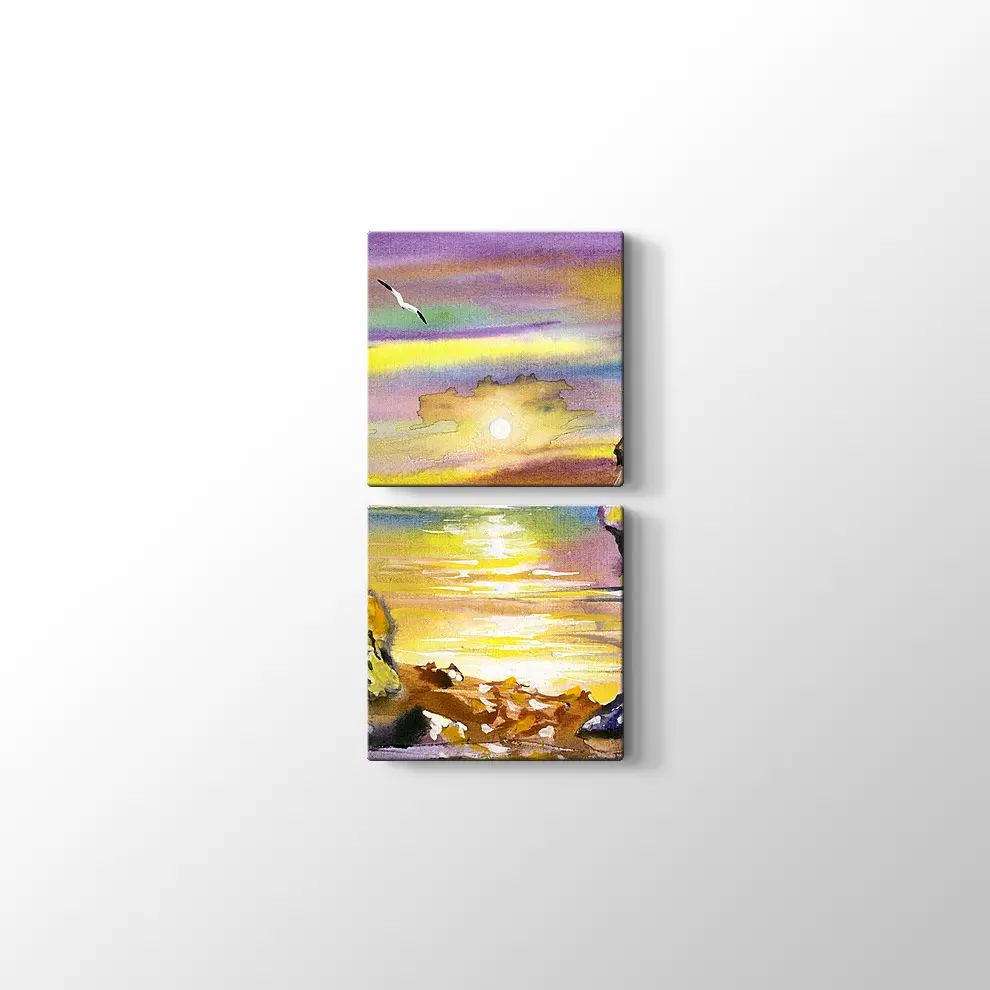 Yelkenli Tekne ve Deniz Manzarası Kanvas Tablo