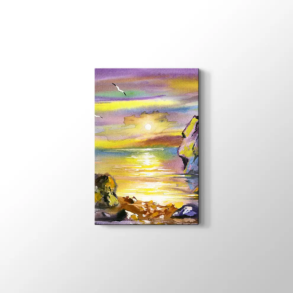 Yelkenli Tekne ve Deniz Manzarası Kanvas Tablo