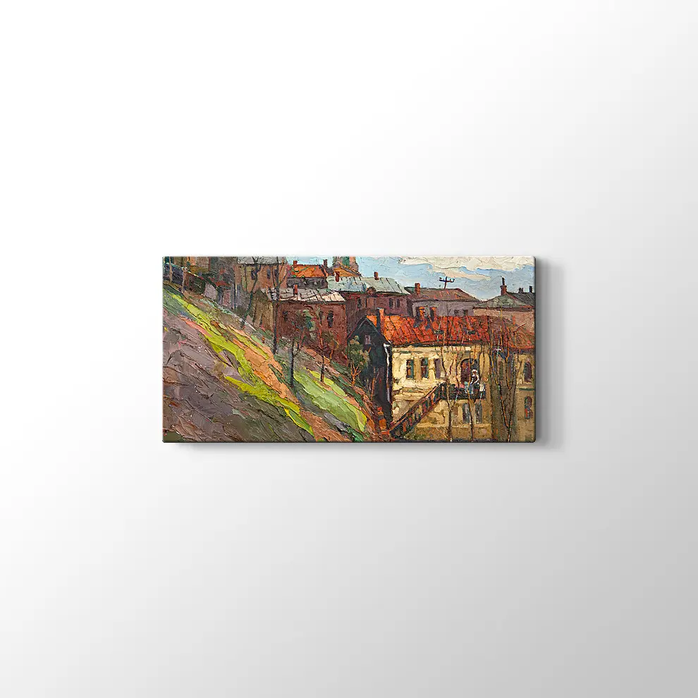 Yağlı Boya Görünümlü Şehir Kanvas Tablo