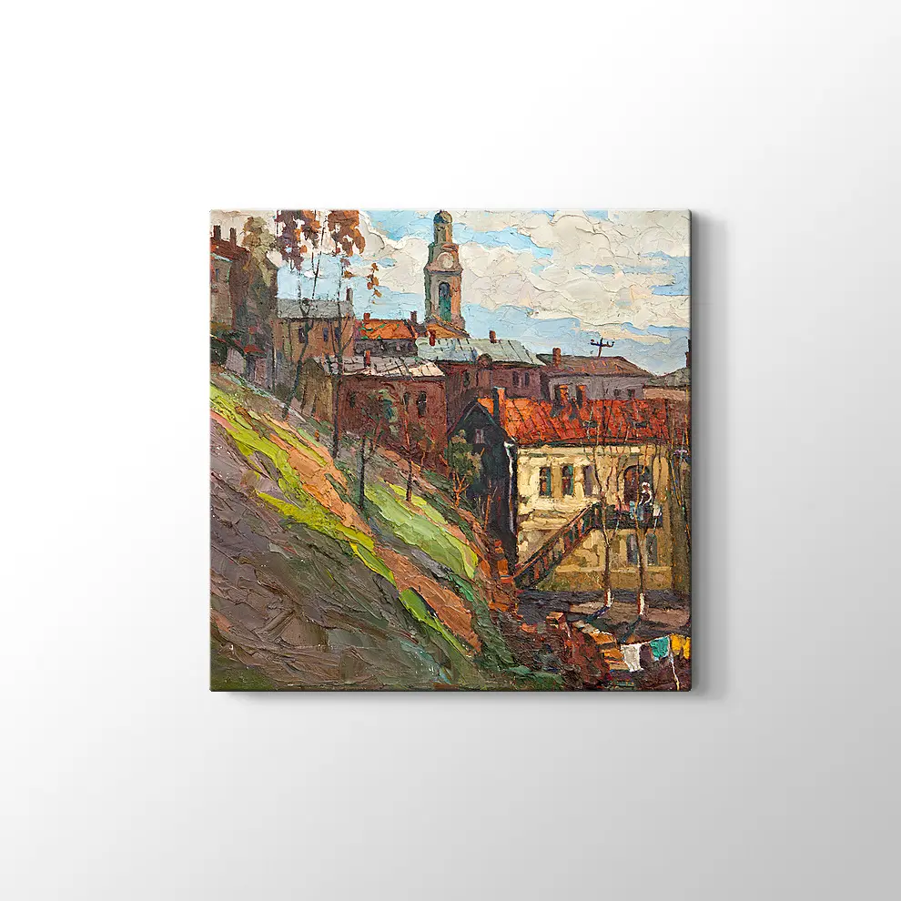 Yağlı Boya Görünümlü Şehir Kanvas Tablo