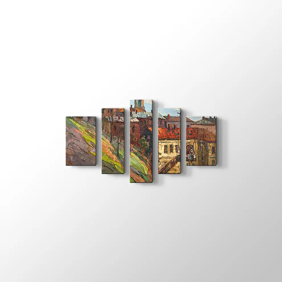 Yağlı Boya Görünümlü Şehir Kanvas Tablo