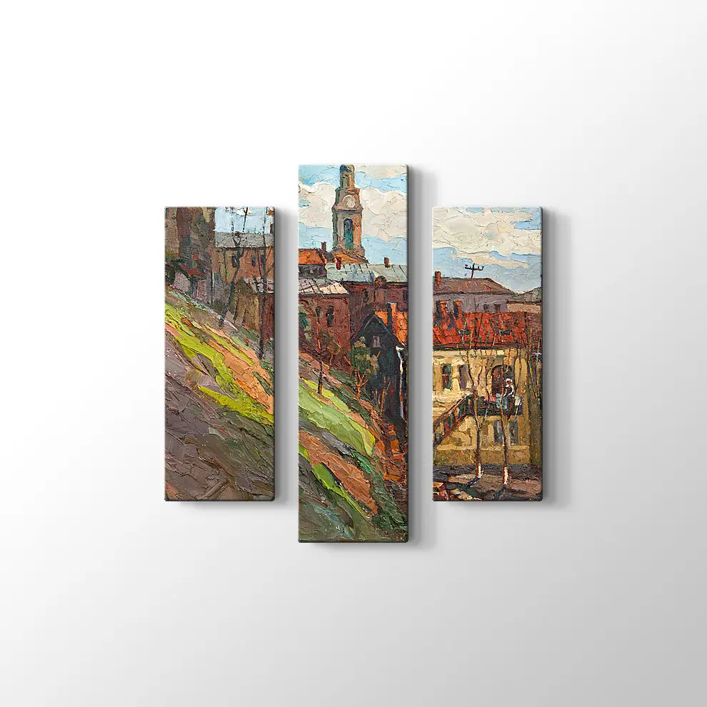 Yağlı Boya Görünümlü Şehir Kanvas Tablo