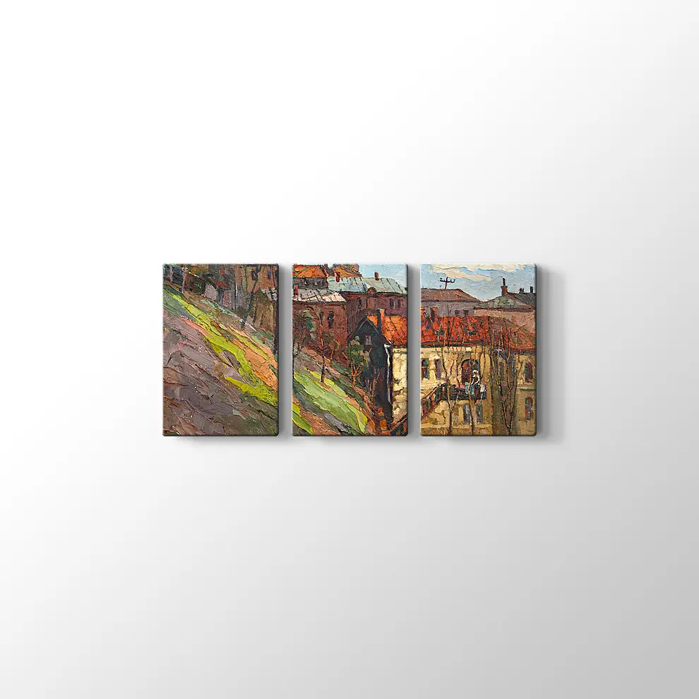 Yağlı Boya Görünümlü Şehir Kanvas Tablo