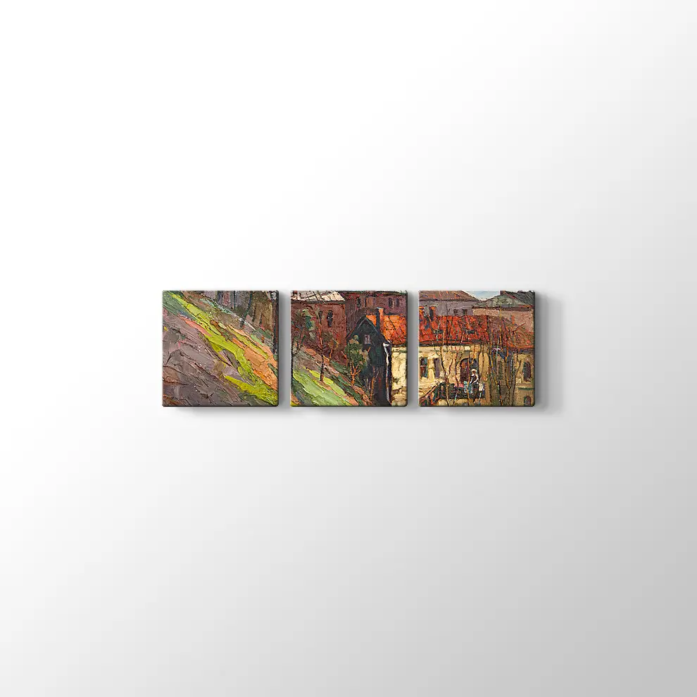Yağlı Boya Görünümlü Şehir Kanvas Tablo