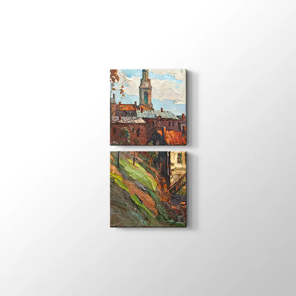 Yağlı Boya Görünümlü Şehir Kanvas Tablo