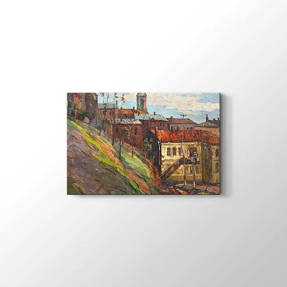 Yağlı Boya Görünümlü Şehir Kanvas Tablo
