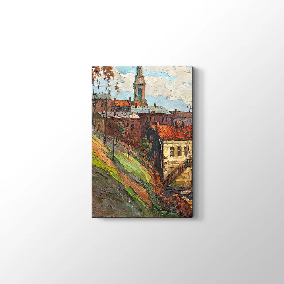 Yağlı Boya Görünümlü Şehir Kanvas Tablo