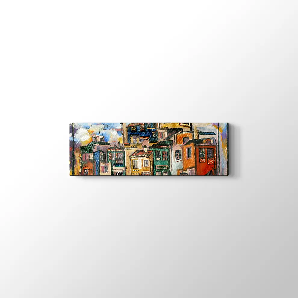 Renkli Evler Kanvas Tablo