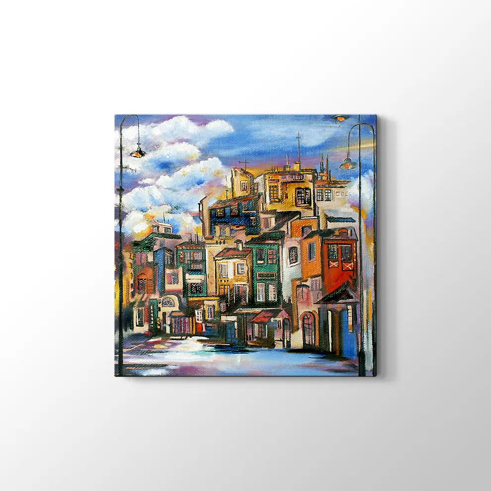 Renkli Evler Kanvas Tablo