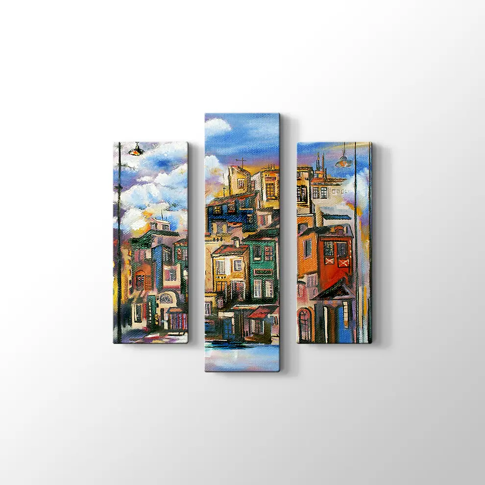 Renkli Evler Kanvas Tablo