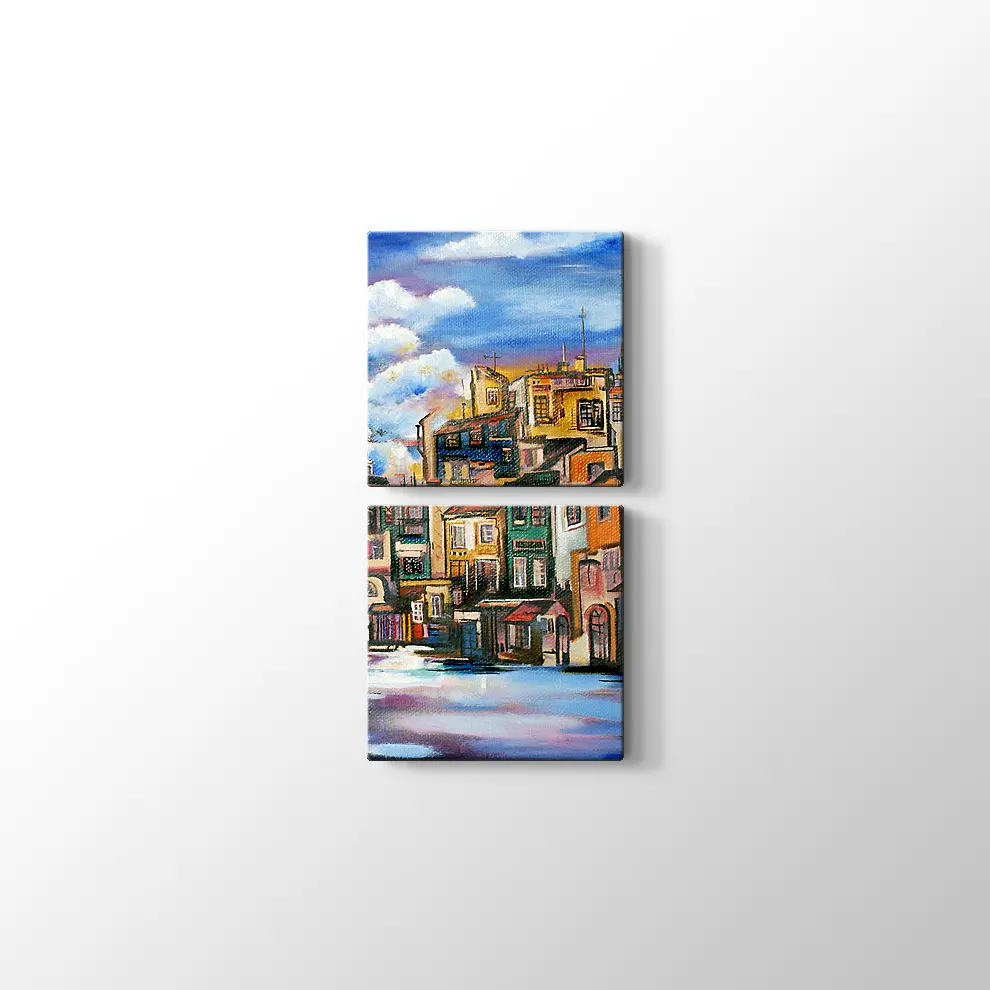 Renkli Evler Kanvas Tablo